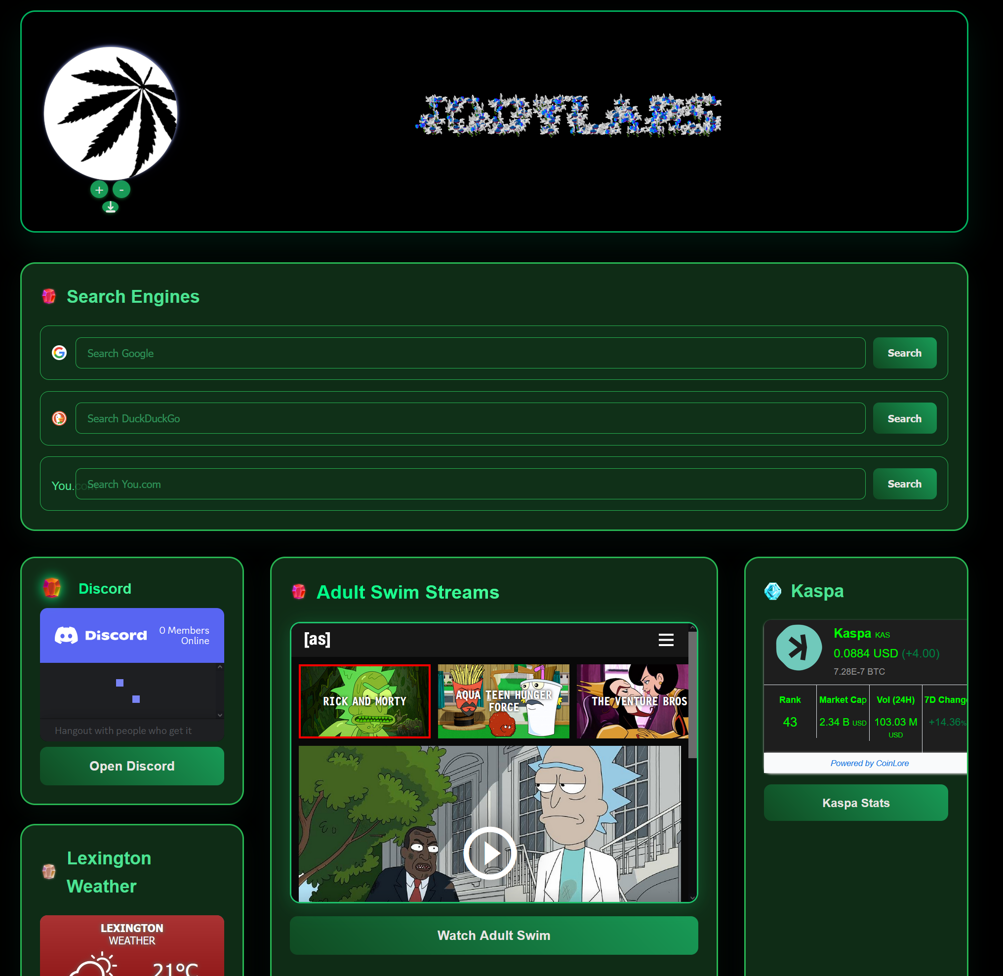 Stoner Homepage Screenshot